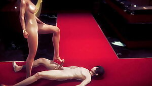 Hentai Uncensored - Nataly Handjob with cumshot in her face and Footjob - Japanese Asian Manga Anime Game Porn